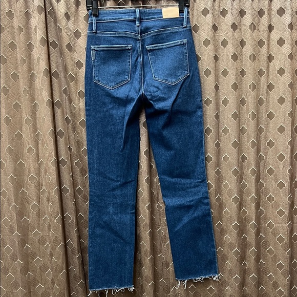 PAIGE High Rise Button-Fly Jeans in Dark Blue - Picture 7 of 14